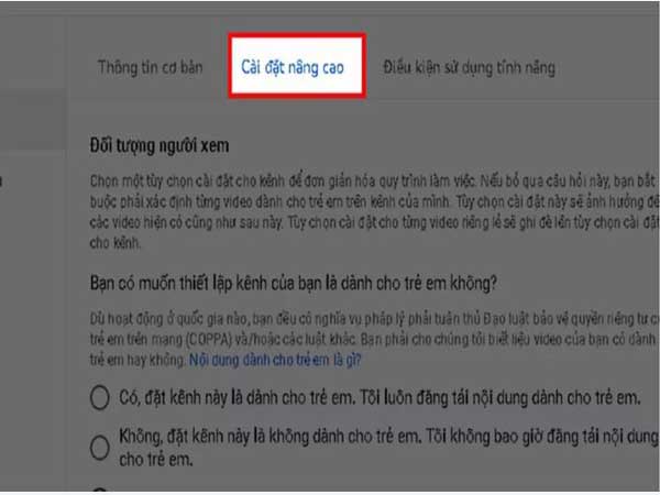 nhấp vào Cài đặt nâng cao